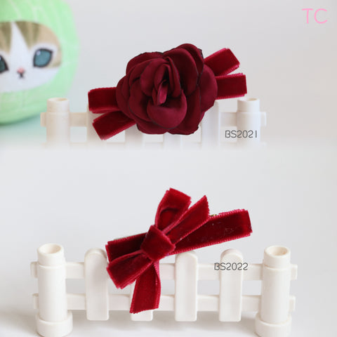 Velvet Hair Clips in Burgundy (BS2021-BS2022)