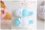 Lovely Pom Pom Baby Hair Clip Twinset (Light Blue/ Purple/ Beige) (BC370/BC115/BC429)