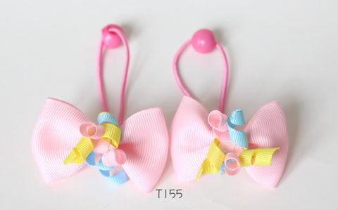 Korker Bow Hair Ties, Pink and Purple (T173, T155, T114)