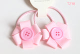 Lovely Hair Ties with Button(rainbow, purple, pink, yellow, red and blue) (T185,T237, T238, T134, T108, T30, T40, T162, T65)