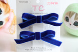 Classic Handmade Royal Blue Velvet Bow Hair Clips （BS1434）