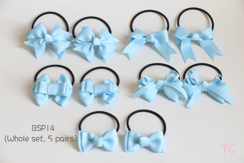 Discount Package of 5 pairs of Hair Ties in Light Blue (BSP14)