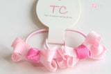 Classic Girls' Ribbon Bow Hair Ties (pink or green) (T211, T169)