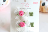Elegant Pink Rose Hair Clips (BC479)
