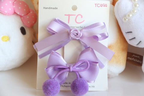 Elegant Hair Clip Set, Purple and Sharp Pink (TC494-TC495)