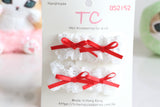 Lace School Hair Clips in Red and White (BS2152)
