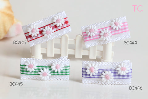 Gingham and flower Hair Clips (BC443-BC446)