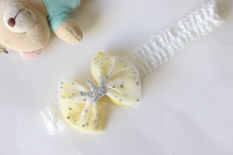 Elegant Yellow Bow with Glitter Star Baby Headband (BB101)