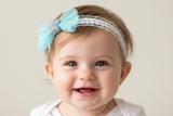 Turquoise Bow with Glitter Star Baby Headband (BB162)