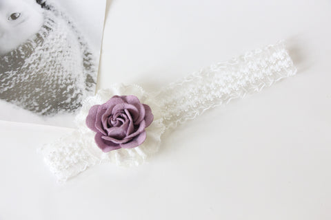 Purple Flower with Lace Baby Headband (BB85)