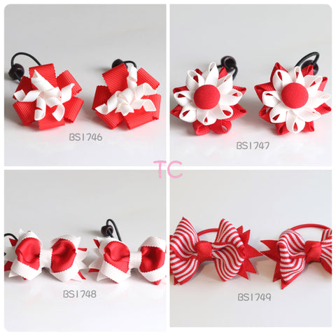 School Hair Accessories, Red (BS1746-BS1749)