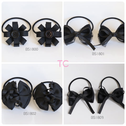 School Hair Accessories, Black (BS1800-BS1803)