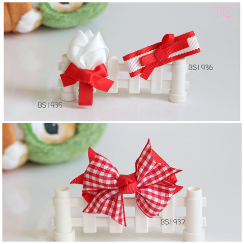 School Hair Clips in Red and White (BS1935-BS1937)