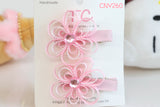 Elegant Pink Flower Hair Clips (one pair)(CNY260)