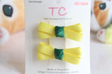 Yellow and Forest Green School Hair Clips, Good Hope School (one pair)(BS1664)