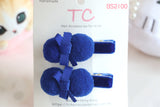 Velvet Pom Pom Hair Clips in Royal Blue/ DGJS Hair accessories (BS2100)