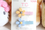 Adorable Flower Hair Clips Set(Yellow+Blue/ Pink/ Purple) (TC505/ TC527/ TC528)
