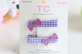 Glitter Bow Hair Clip Set（pink/ purple） (BC466-BC467)