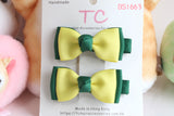 Classic Bow Hair Clips of Good Hope School / Yellow and Forest Green(one pair) (BS1663)