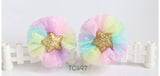 Elegant Tulle Hair Clip Set, Pink and Rainbow (TC496-TC497)
