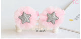 Elegant Tulle Hair Clip Set, Pink and Rainbow (TC496-TC497)