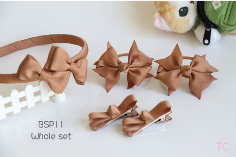 Package of School Hair Accessories, Brown (BSP11)