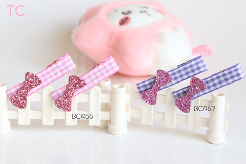 Glitter Bow Hair Clip Set (BC466-BC467)