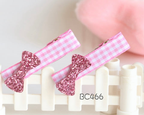 Glitter Bow Hair Clip Set (BC466-BC467)