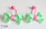 Classic Bow Hair Ties, pink or green (T211, T169)