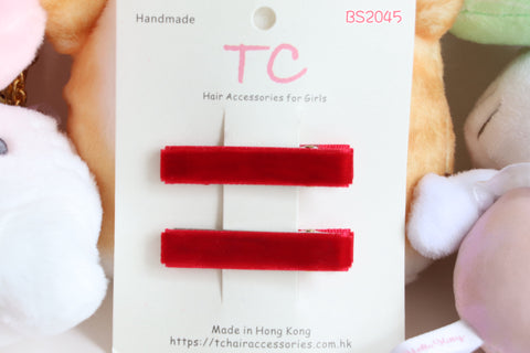 Velvet School Hair Clips in Red (BS2045)