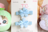 Adorable flower Hair Clip Set, purple, pink, yellow and blue (TC501-TC504)