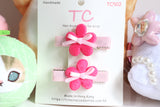Adorable flower Hair Clip Set, purple, pink, yellow and blue (TC501-TC504)