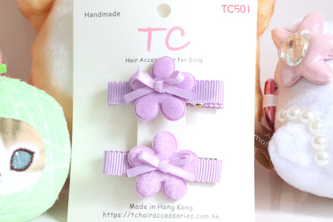 Adorable flower Hair Clip Set, purple, pink, yellow and blue (TC501-TC504)