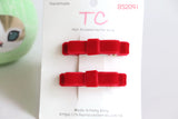 Velvet Hair Bow Clips in Red (one pair)(BS2091)