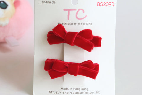 红色丝绒学校发夹 (BS2090)