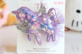 Sequin Unicorn Hair Clip for girls (purple/ red) (TC353/ TC355)