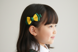 Classic Bow Hair Clips of Good Hope School / dark Yellow and Forest Green(one pair) (BS2107)