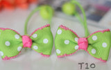 Pink Polka-dot Print Hair Ties(pink/ green) (T08,T09,T10)