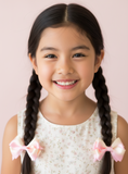 Shiny Pink and yellow ribbon Hair Ties（T139)