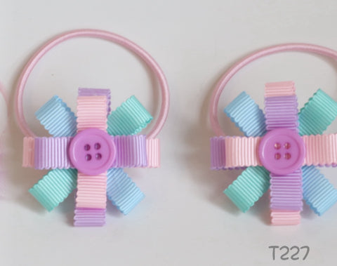 Hair Ties with Purple Button (T227)