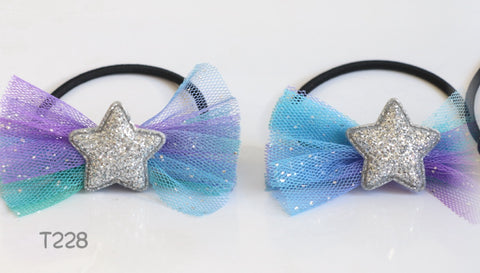 Mermaid Tulle Hair Ties with Glitter Star (T228)