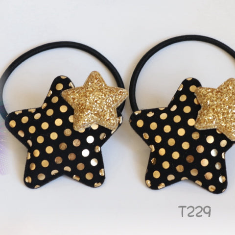 Hair Ties with Black and Gold Star (T229)