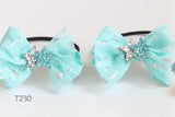 Turquiose Hair Ties with Glitter Stars (T230)