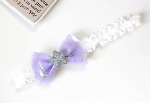 Purple Bow with Glitter Star Baby Headband (BB161)