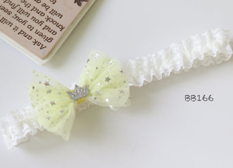 Yellow Glitter Silver Crown Baby Headband (BB166)