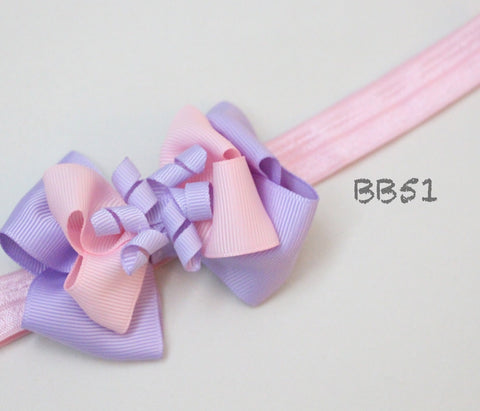 Pink and Purple Bow Baby Headband (BB51)