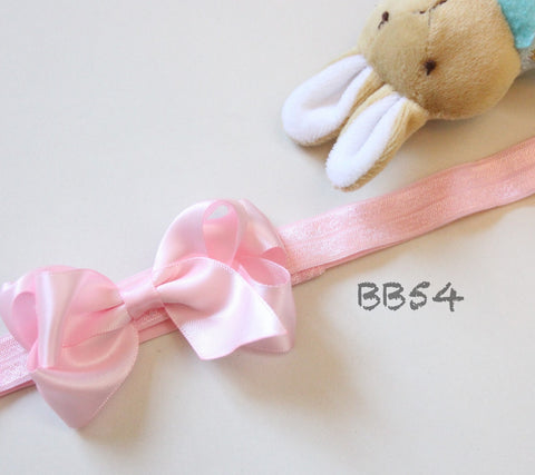 Classic Pink Bow Baby Headband (BB54)