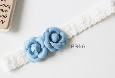 Denim Blue Floral Baby Headband (BB66)