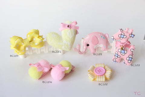 Elephant and Giraffe Baby Hair Clips (BC150-BC155)