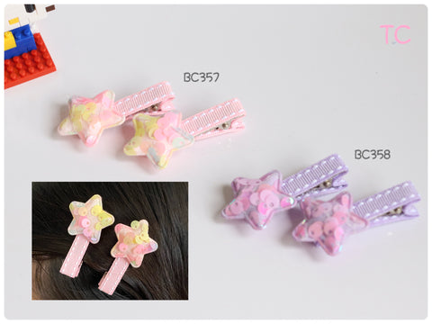 Pink and Purple Star Baby Hair Clips (BC357-BC358)